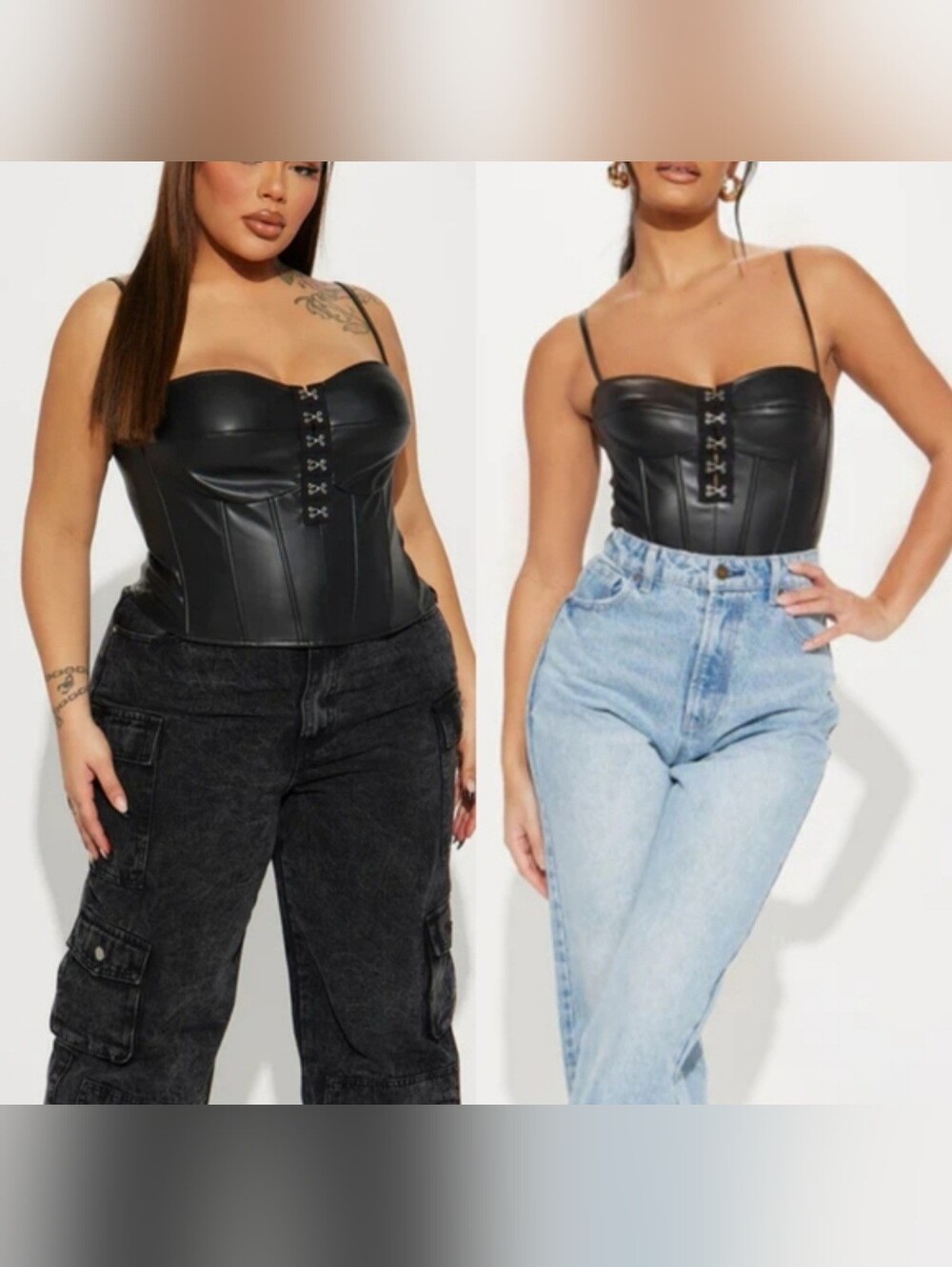 Fashion Nova Off the hook blk faux leather spaghetti strap corset top 1X NWT - Picture 10 of 17